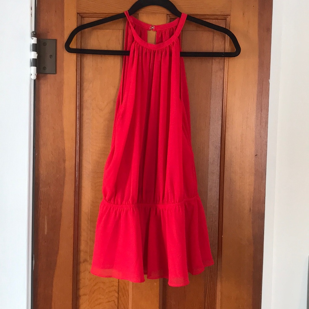 Red Halter Tank with Low Back